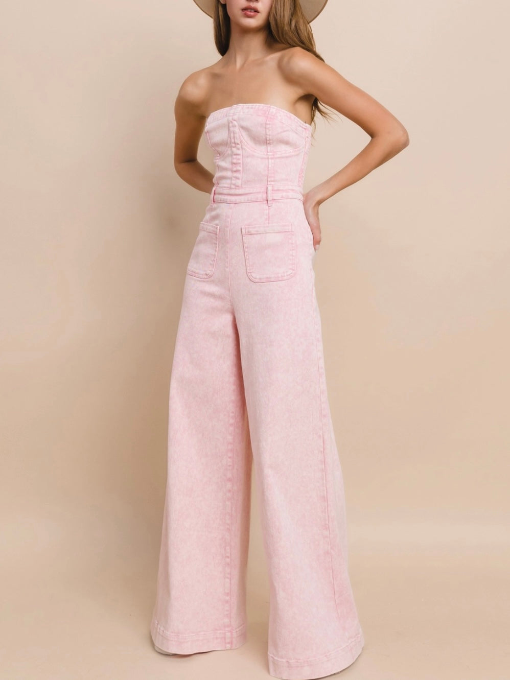 Just Sweet Pink Denim Jumpsuit Just Sweet Pink Denim Jumpsuit