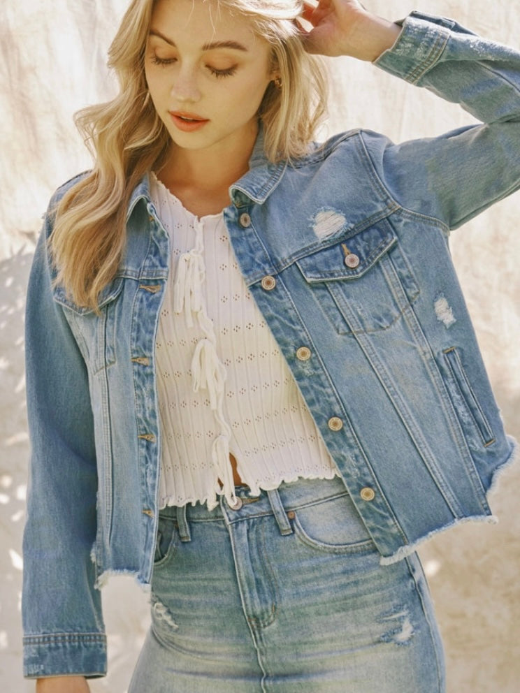 Raw Hem Blue Jean Jacket Raw Hem Blue Jean Jacket