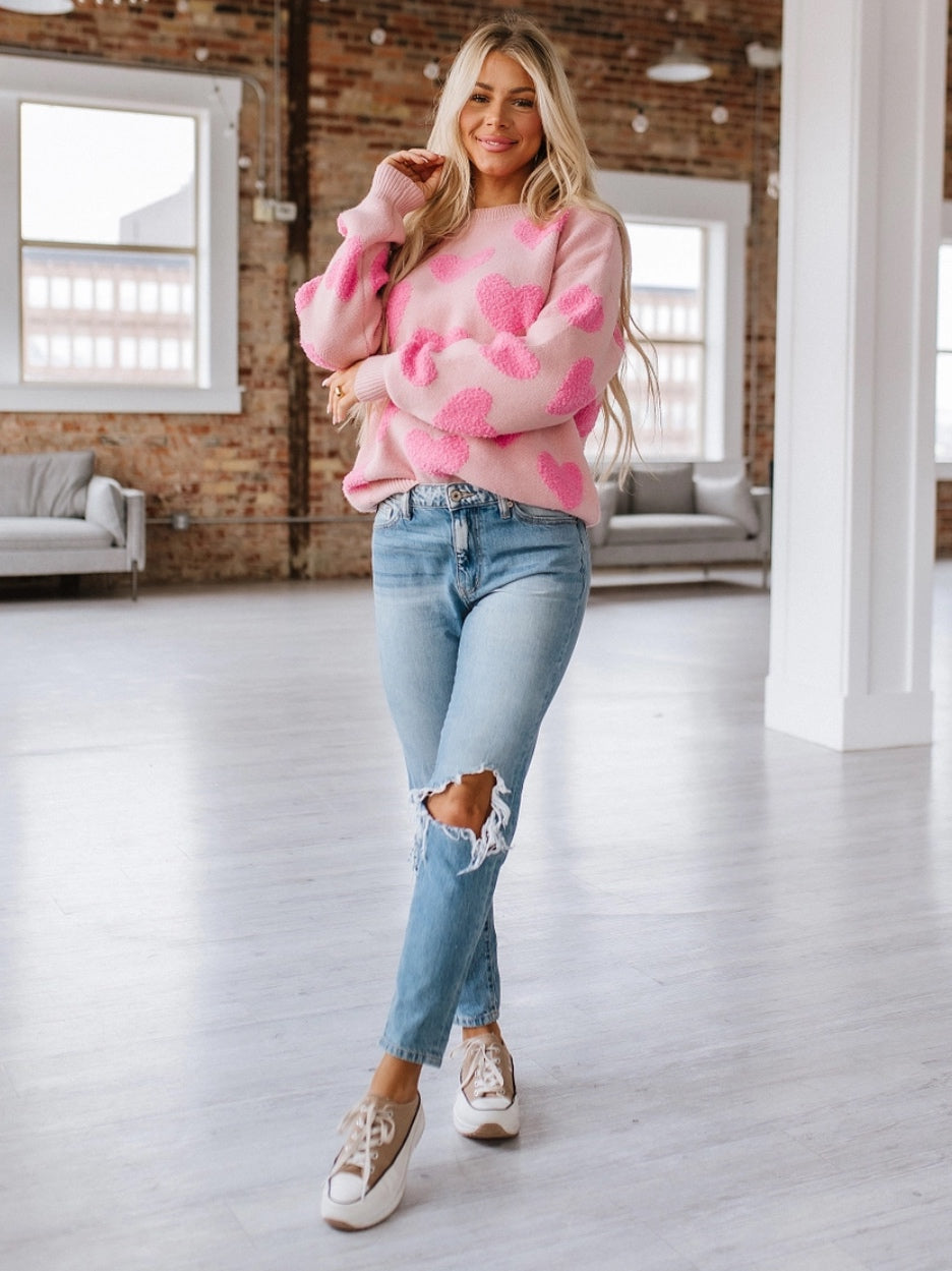 Fuzzy Heart Sweater