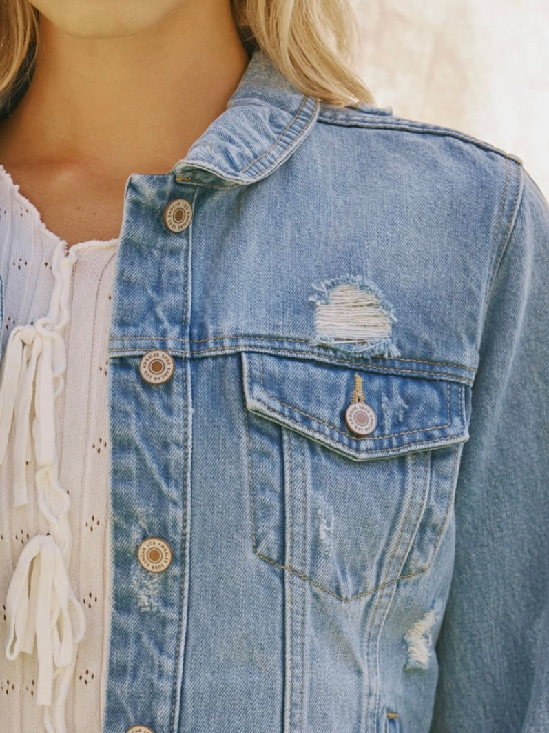 Raw Hem Blue Jean Jacket Raw Hem Blue Jean Jacket