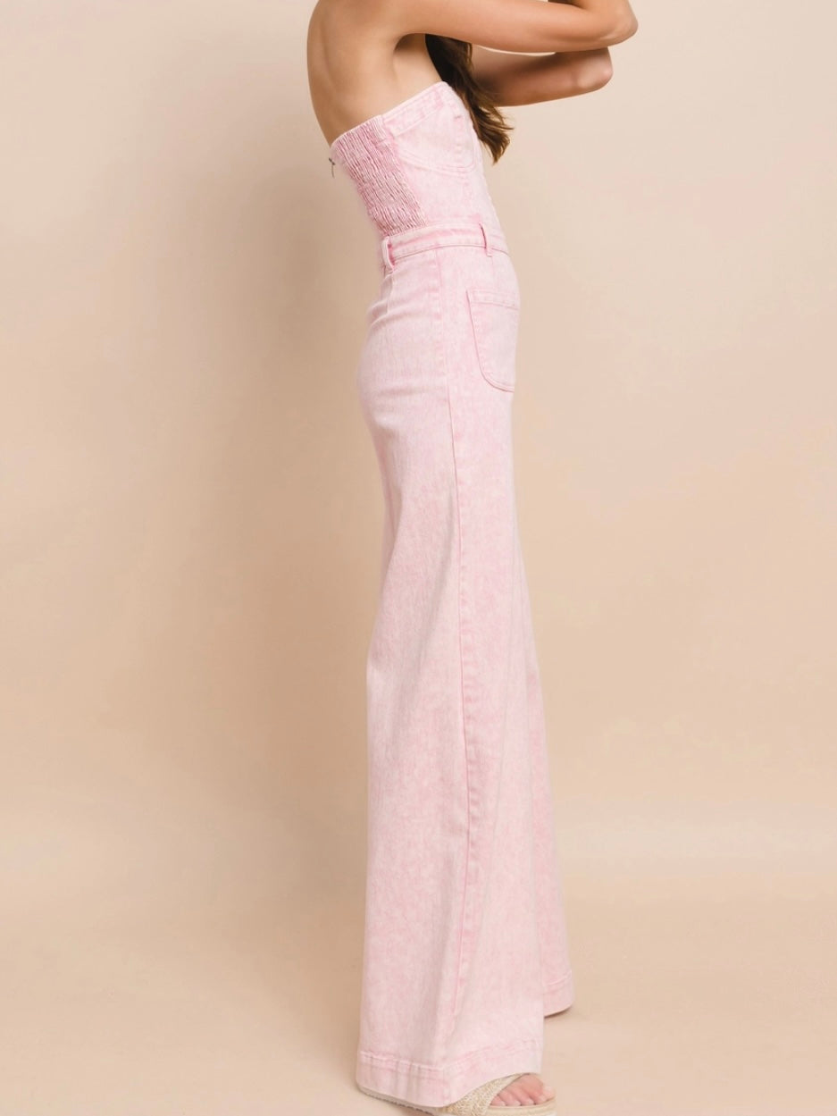 Just Sweet Pink Denim Jumpsuit Just Sweet Pink Denim Jumpsuit
