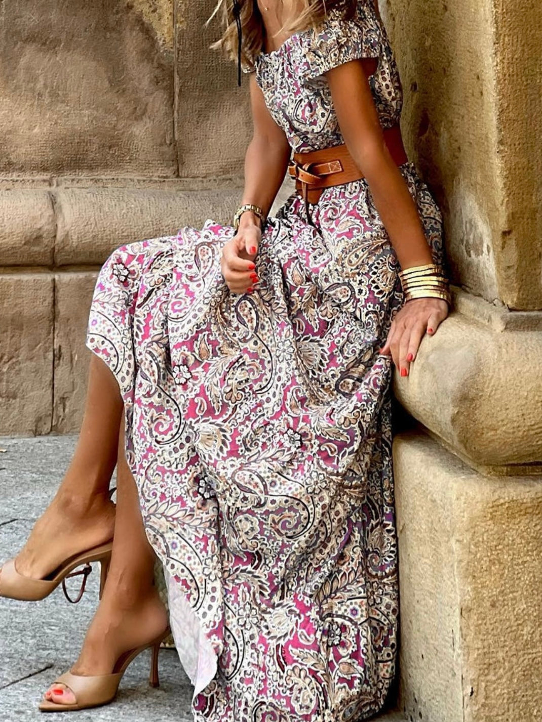 Amelia Boho Pink Paisley Dress Amelia Boho Pink Paisley Dress