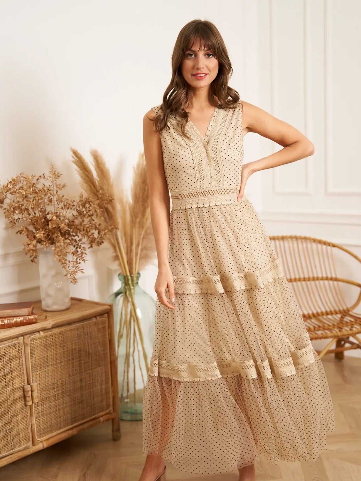 Nikki Dotted Tulle Maxi Dress Nikki Dotted Tulle Maxi Dress
