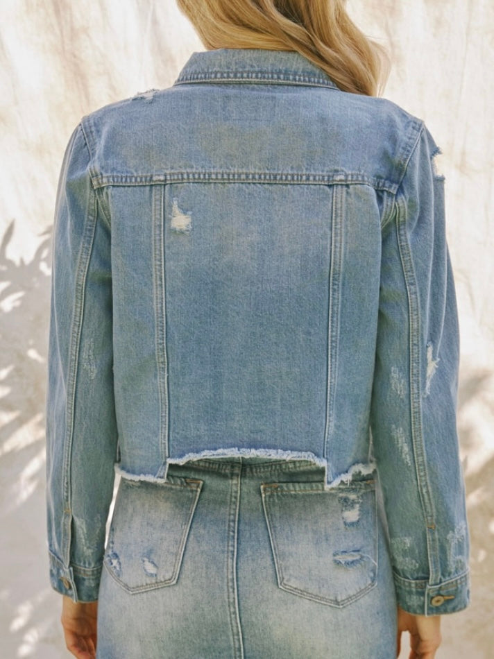 Raw Hem Blue Jean Jacket Raw Hem Blue Jean Jacket