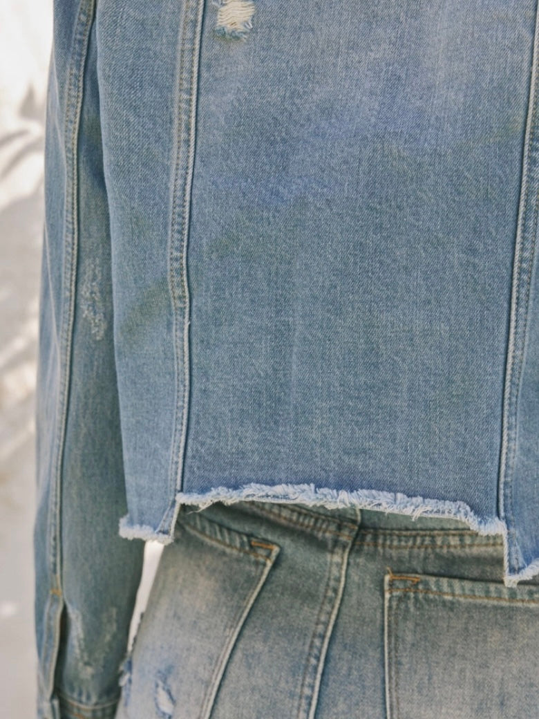 Raw Hem Blue Jean Jacket Raw Hem Blue Jean Jacket