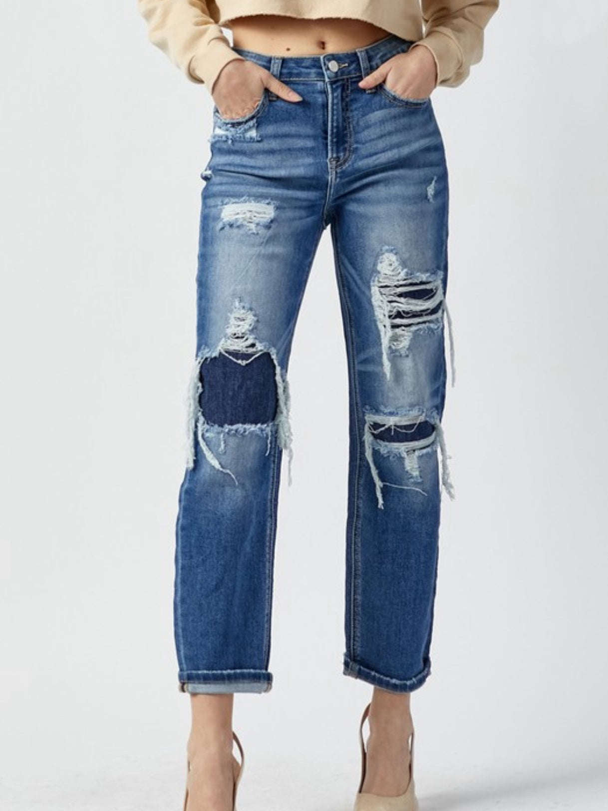 Lourdes Distressed Denim Jeans Lourdes Distressed Denim Jeans